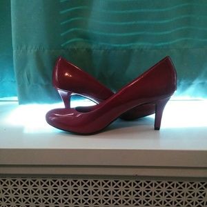 Red patent heels